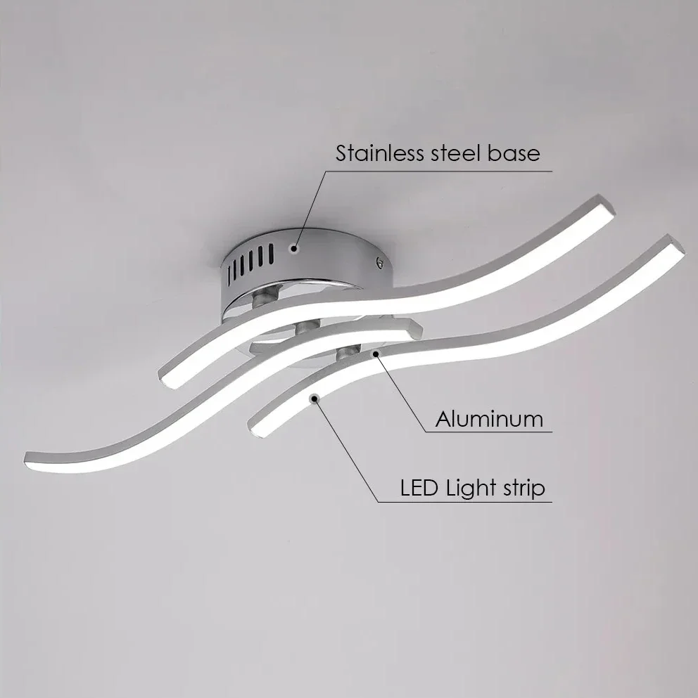 Nowoczesna trójkolorowa lampa sufitowa 18W z możliwością przyciemniania trzy fale równoległe oświetlenie sufitowe LED do salonu