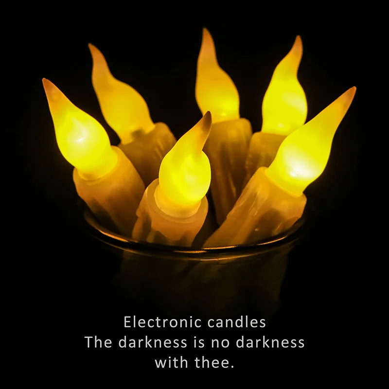 6-60pc LED Taper Candle & 6h Timing Auto on off Simulated Burning Wax Christmas Tree Lighting Decors Portable Atmosphere Lamp