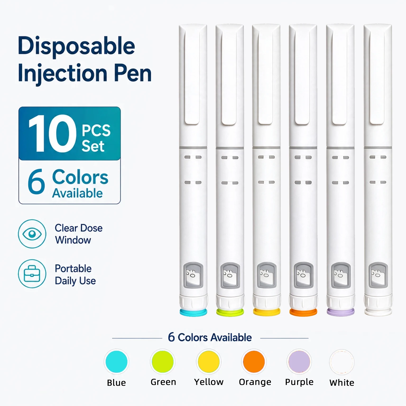 10PCS Disposable Sterile Insulin Injection Pens Rotary and Push Type with Adjustable Insulin Dosage 60U for Diabetes Home Care