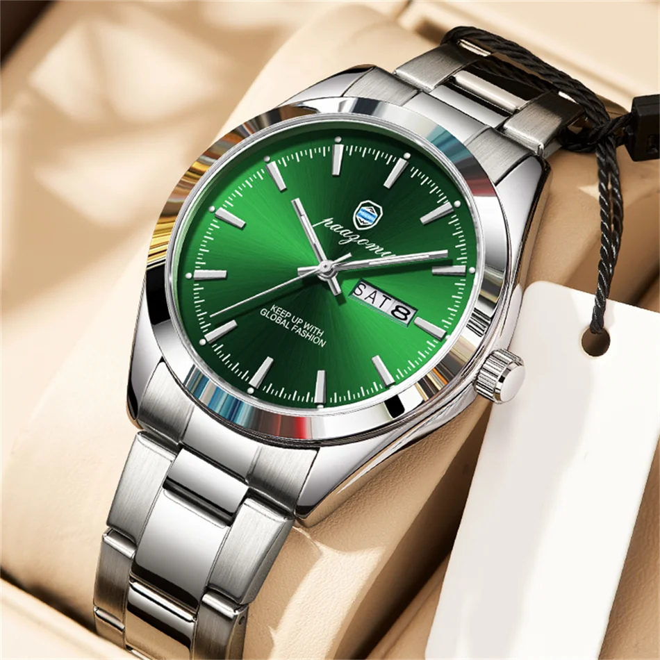 PAAZOMU Fashion Brand Male Watch Waterproof Luminous Stainless Steel Watches For Men Date Week Casual Quartz Men's Clock Reloj