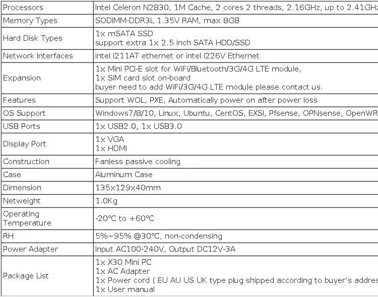 XCY Fanless Industrial Mini PC Celeron N2830 4x LAN HDMI VGA SIM Slot 4G Modem WiFi Win7/10 Linux For Firewall Digital Signage