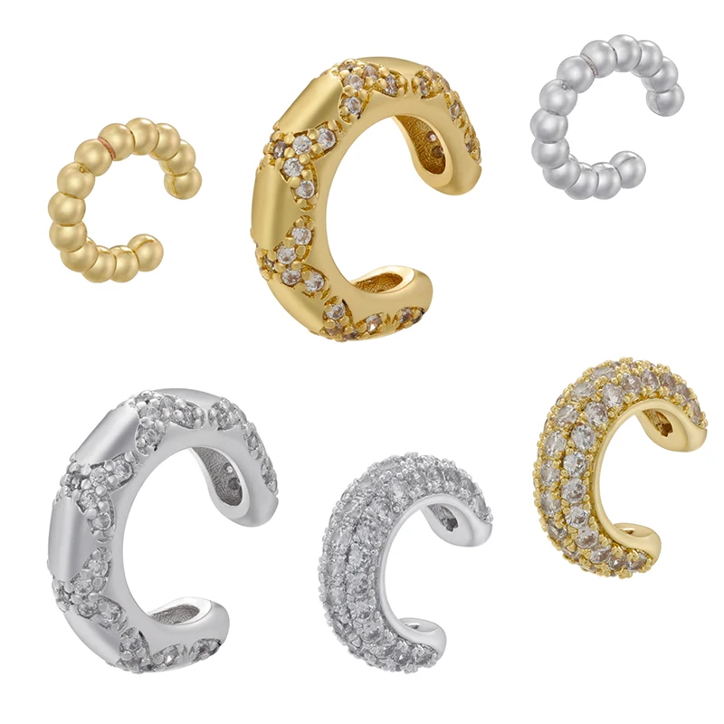 ZHUKOU C shape Female Ear Cuffs No Piercings earrings fake cartilage earring for Women Fashion 2023 Jewelry wholesale VE963