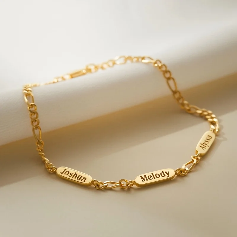 Custom 304L Stainless Steel Name Bracelet, Personalized Multi-Name Jewelry, Engraved with Names of Family, Friends, or Couples