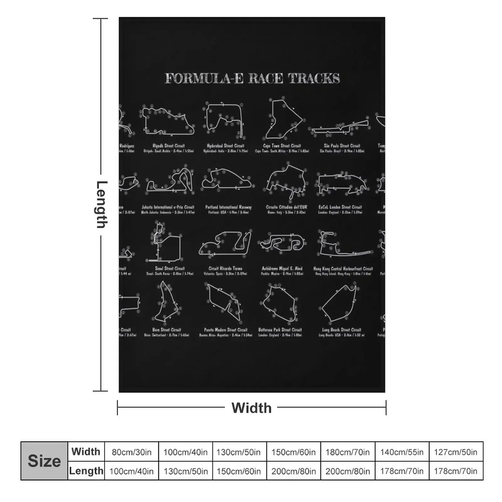 Formula-E Race Tracks (White Stencil - No Background) Throw Blanket couch cozy soft plush fuzzy picnic outdoor blanket