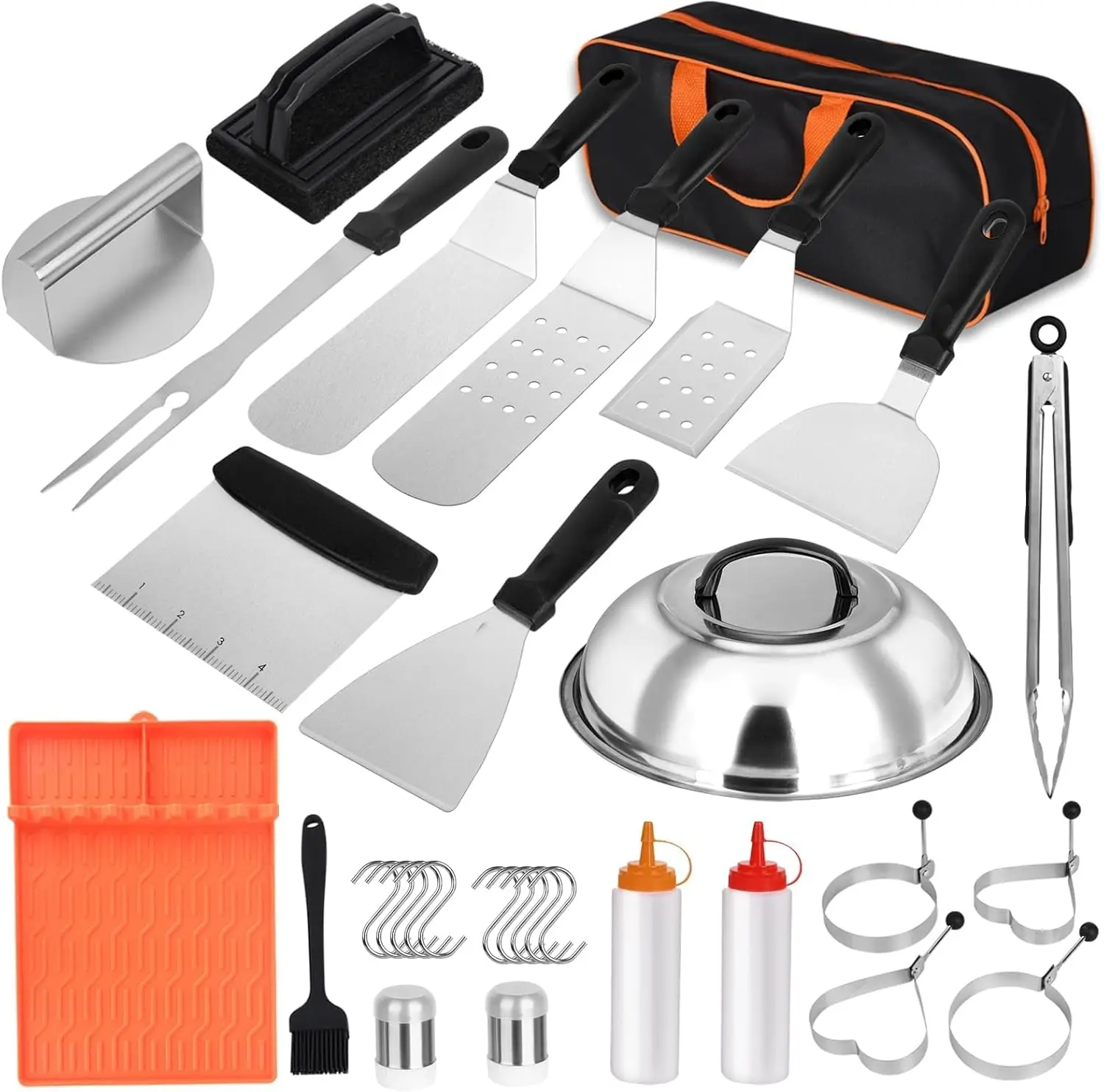 

30pcs Griddle Accessories Kit for Camp Chef, Flat Top Grill Tools with Spatulas, Scraper, Basting Cover, Silicone Mat