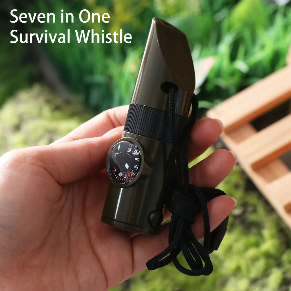 7-in-1 Emergency Survival Whistle Multifunction High Decibel Outdoor Survival Whistle Tools Portable 7-in-1 Emergency Whistle