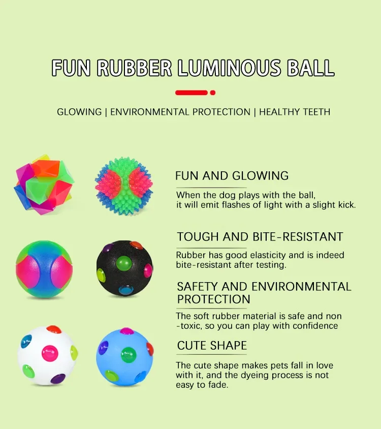 Hot Selling Small Dog Flash Pet Ball TPR Three Color Glowing Elastic Ball Training Interactive Throwing Dog Ball Dog Toys For