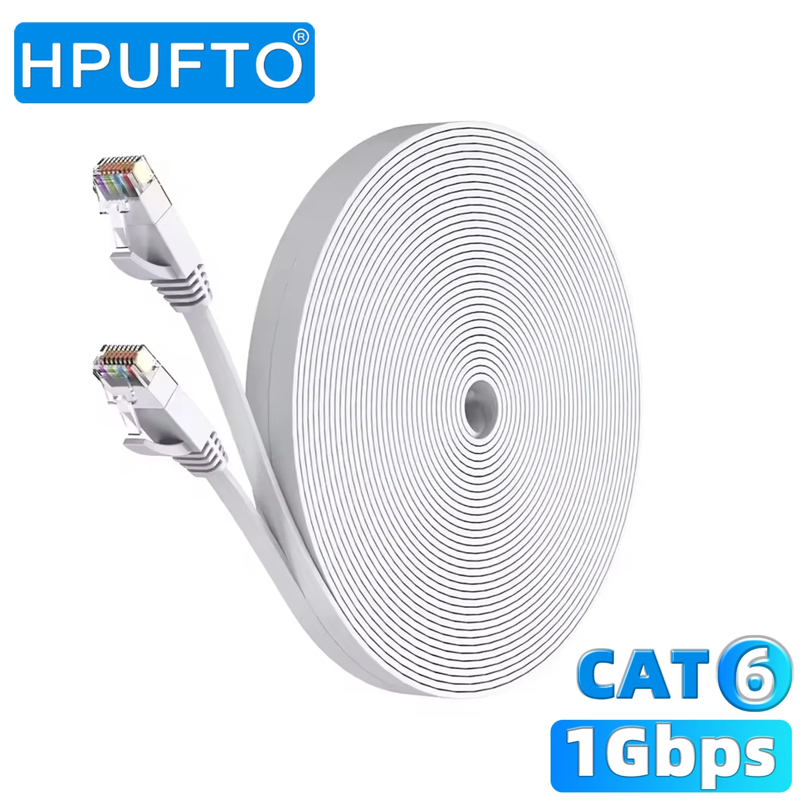 Cat 6 Ethernet Cable Flat High Speed Internet & Network Cable RJ45 Connectors Professional LAN Cable Shielded for Indoor & Outdo