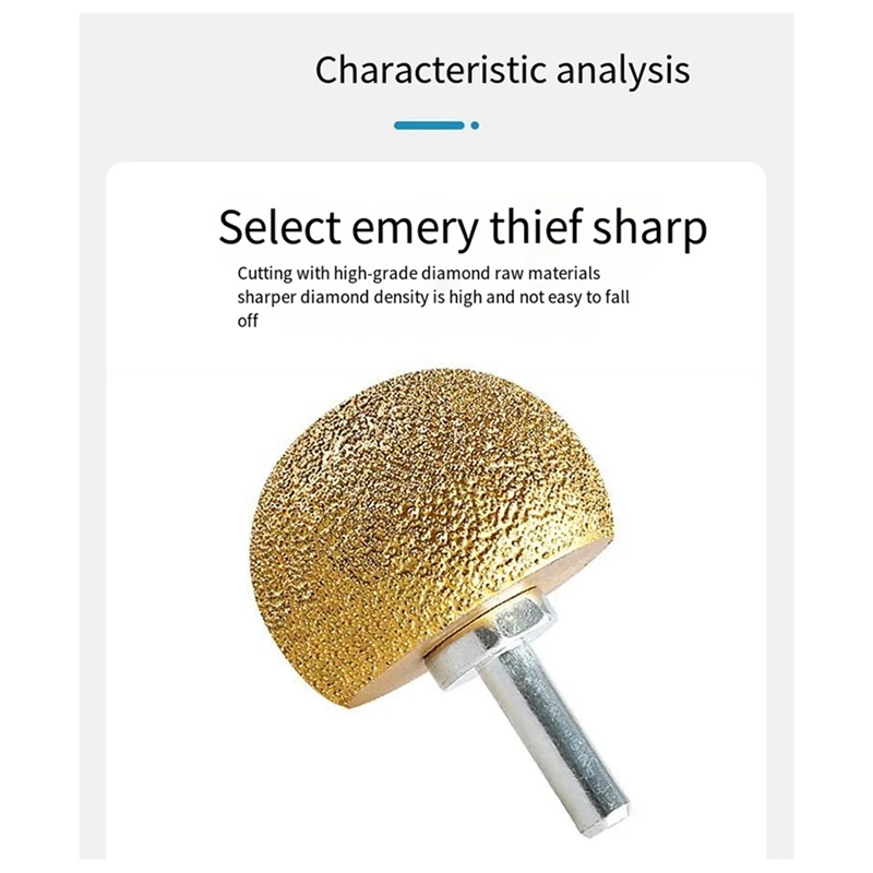 B62B Brazing Diamond Mushroom Polishing Cone 40mm for Stone Marble Grinding Carving Flower Pot Hole Opener Tool