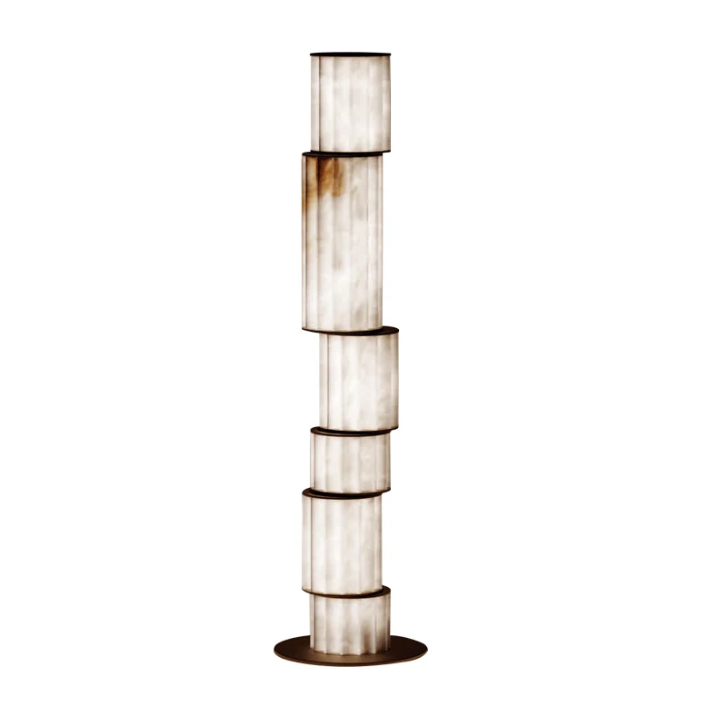 French retro layered living room corner lamp, suitable for sales offices and model rooms, W450 * H1500MM marble LED floor lamp