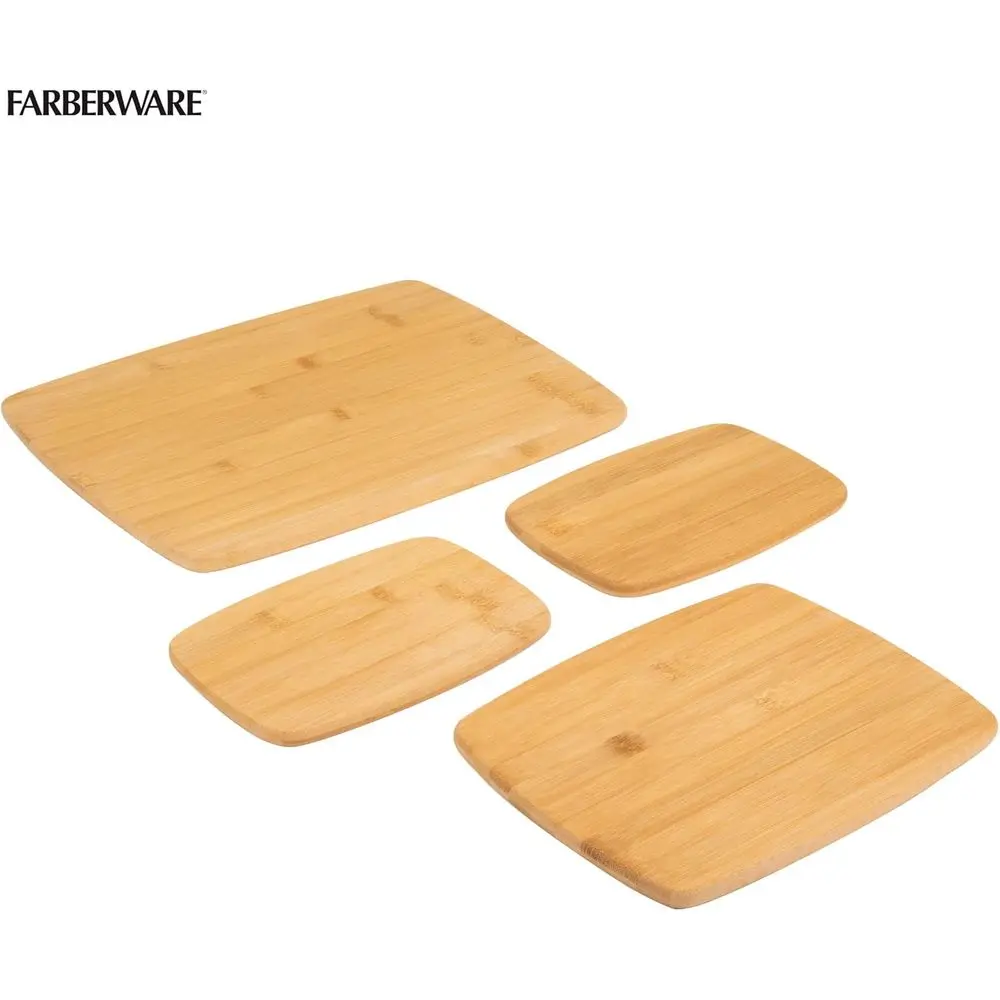 4-Piece Bamboo Cutting Board Set - Reversible Boards for Chopping, Slicing, Charcuterie, and Meal Prep - Kitchen Essential, Hous