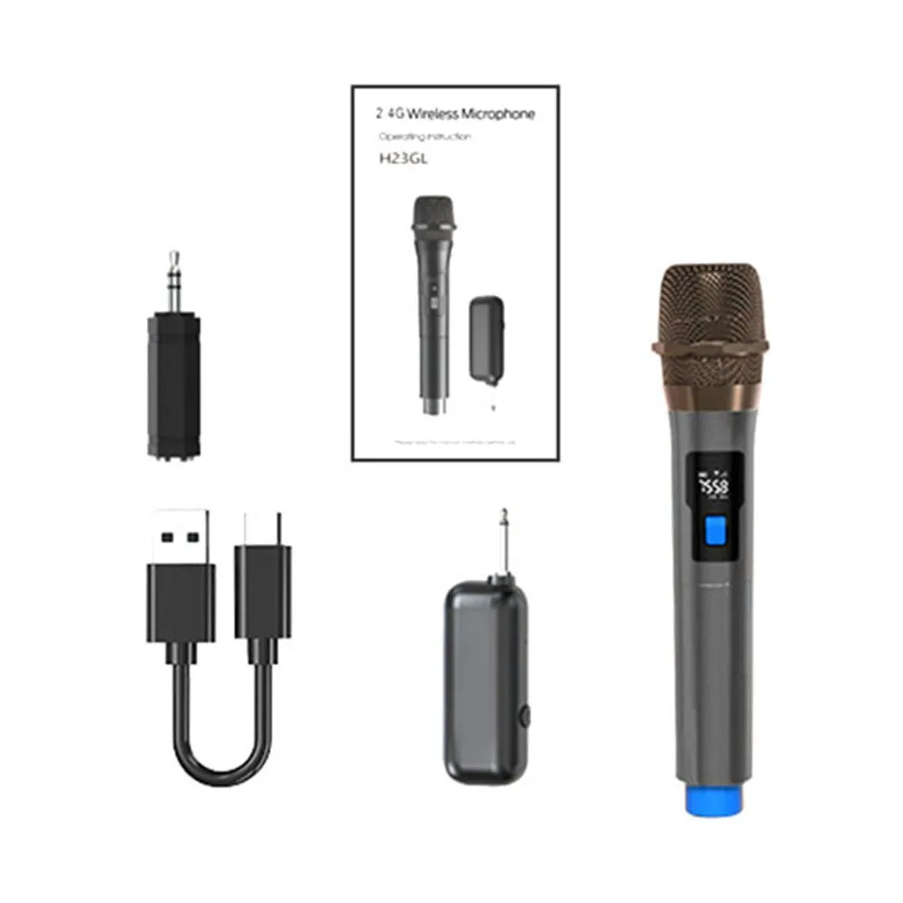 Dynamic Dual Handheld Wireless Microphone System For Events  Performances Rechargeable Convenience For Speeches Singing