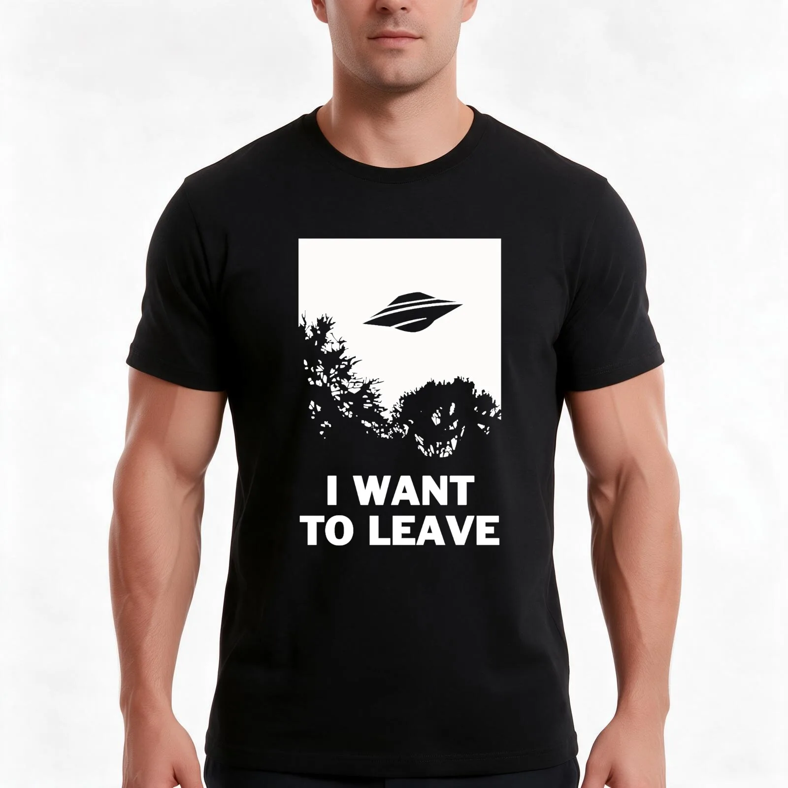 I Want To Leave T-Shirt, Summer Casual Cotton Tee, Oversized Streetwear Tops, Vintage Graphic Print, Loose Fit Short Sleeve