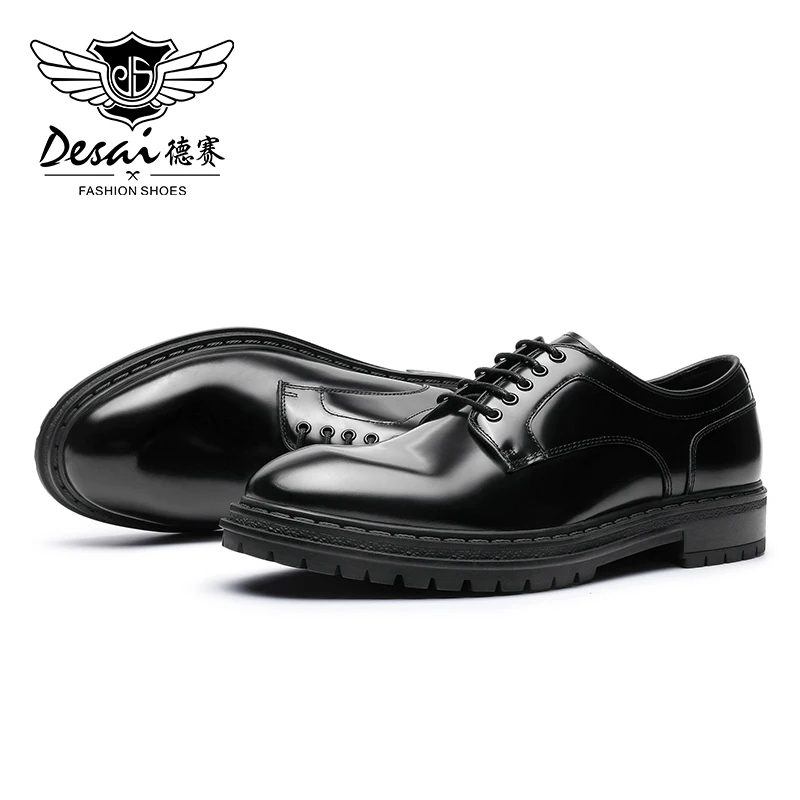 Desai Genuine Leather Shoes Men Shining Derby Design Business Shoes For Man Brand Footwear Men\'s Casual Shoes Classic 2023