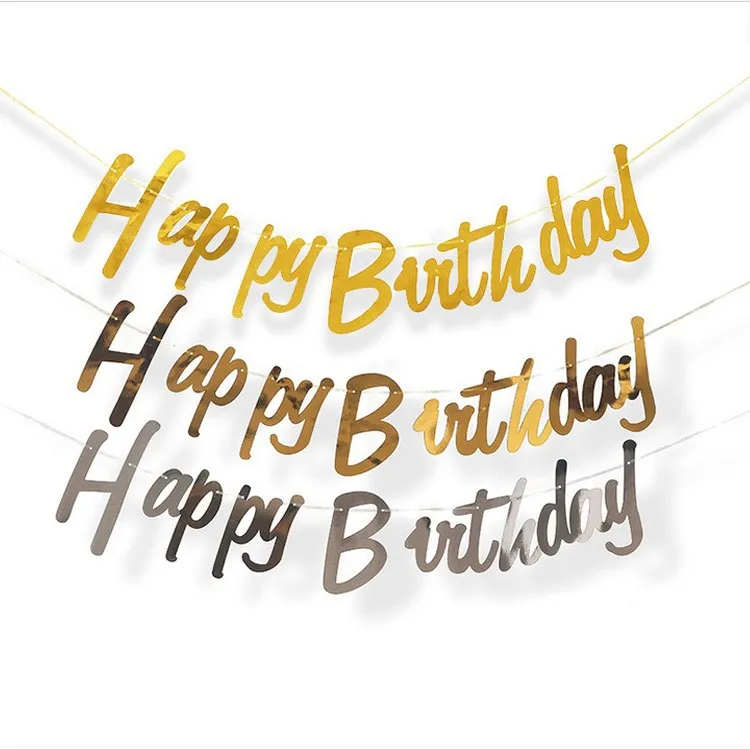 5 m Happy Birthday Banner Wimpelkette aus Papier, Geburtstag, Hochzeit, Party, Hängegirlande, Banner, Zuhause, Geburtstagsschild, Babyparty-Dekoration – Detail 6