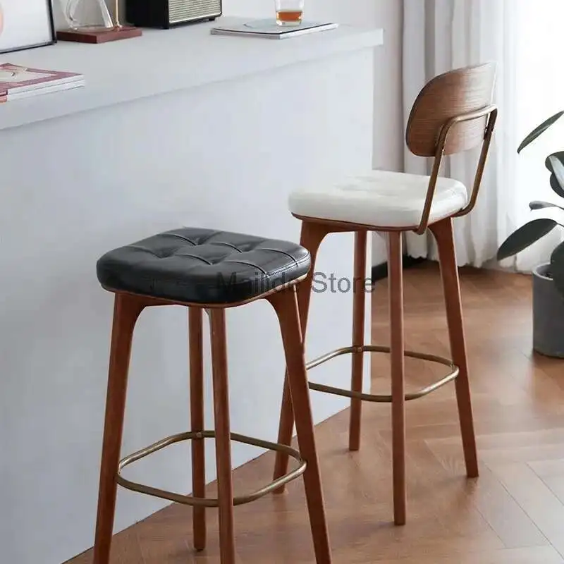 

Nordic Solid Wood Bar Chairs for Kitchen Furniture Industrial Retro Restaurant Counter Stool Creative Back High Stool Bar Chair