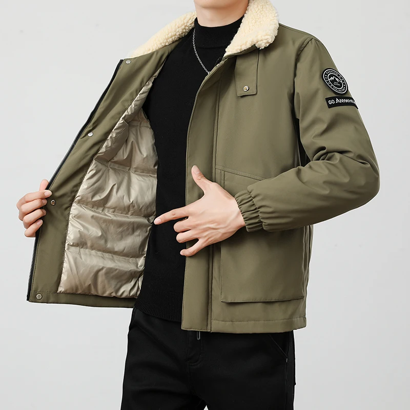 

Winter Men's Lightweight Down Jacket Outdoor Thickened Fur Collar Down Coats Cotton Padded Parka Coat Men Down Workwear Jackets