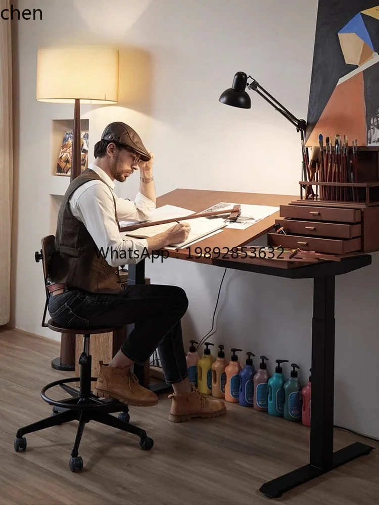 b2Professional Artist Oil Painting Stool Chair Studio Classical Home Living Room Adjustable Swivel Painting Easel Stool
