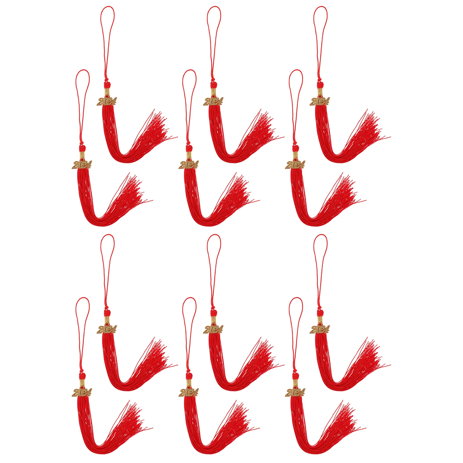 

12pcs Graduation Cap Tassels Academic Fringing Hat Bookmark 2024 Charm Decors Ceremony Supplies Polyester Alloy Gifts