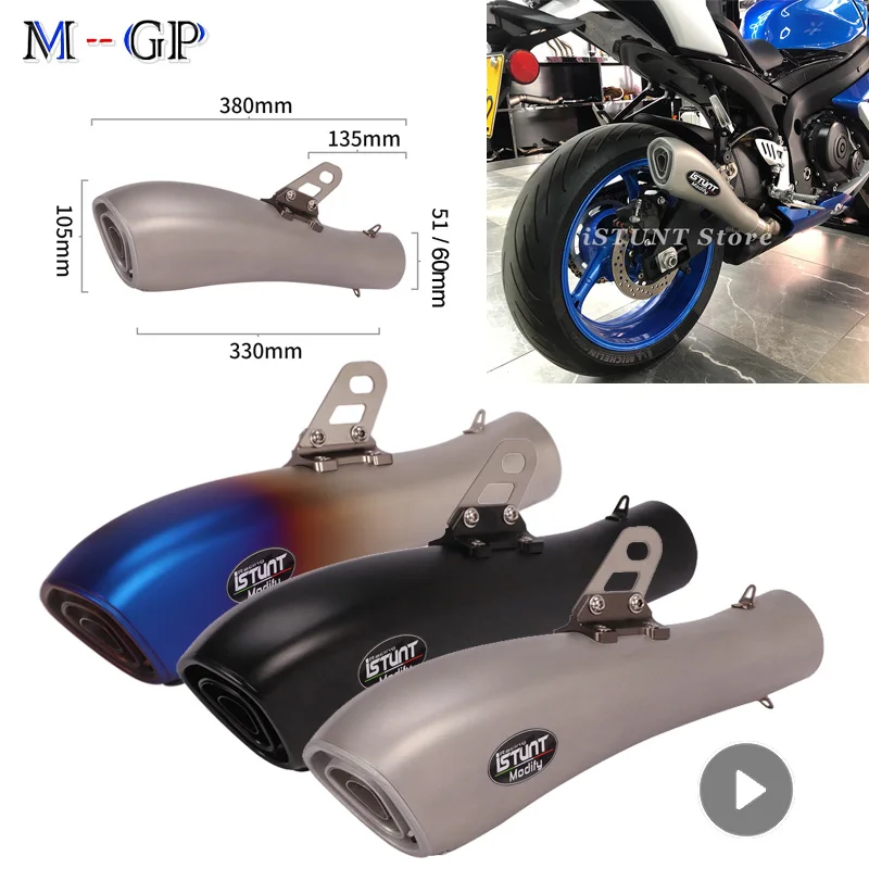 

Универсальная выхлопная труба для мотоцикла 60 мм, система Escape Moto GP, 51 мм DB Killer, для CBR500, Z900, FZ6, MT07, CB400, YZF R1, R3, R6