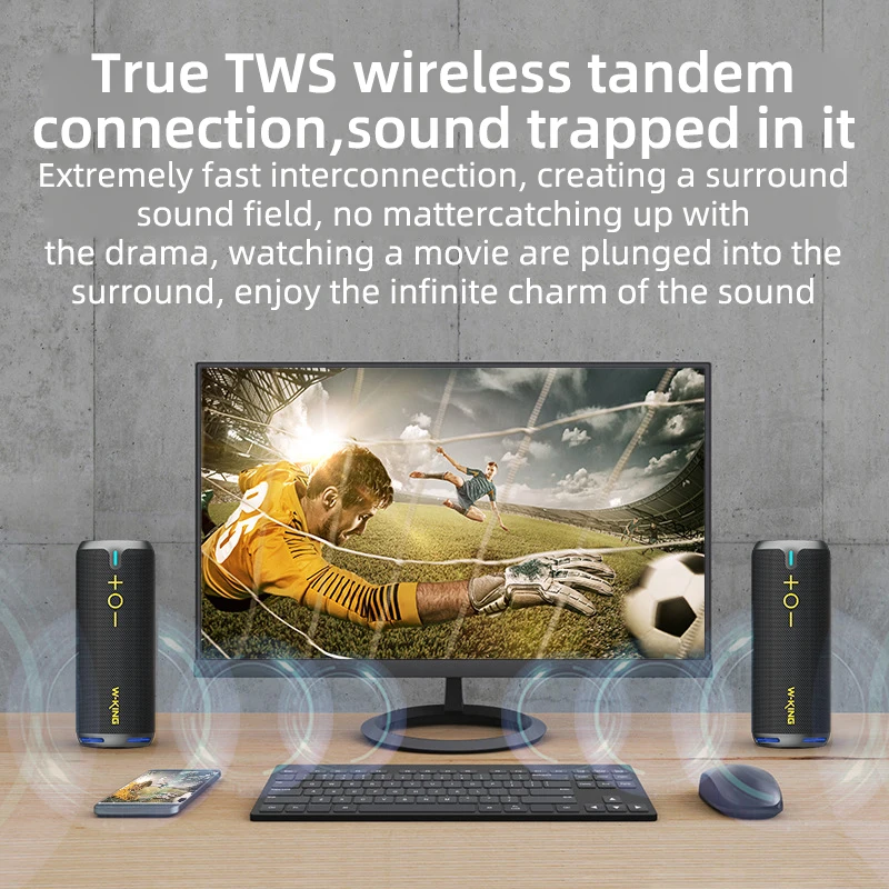 W-king черная Беспроводная Bluetooth-аудиосистема мощностью 30 Вт IP67 водонепроницаемая портативная зарядка для дома, занятий спортом, путешествий, объемная стереосистема