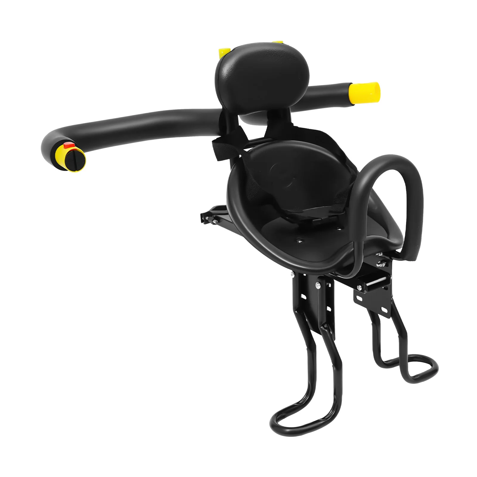 Adjustable Bike Child Seat for Ages 1-5, Safety Seat with Sponge Cushion, Seat Belt, Flexible Pedals for Mountain & City Bikes