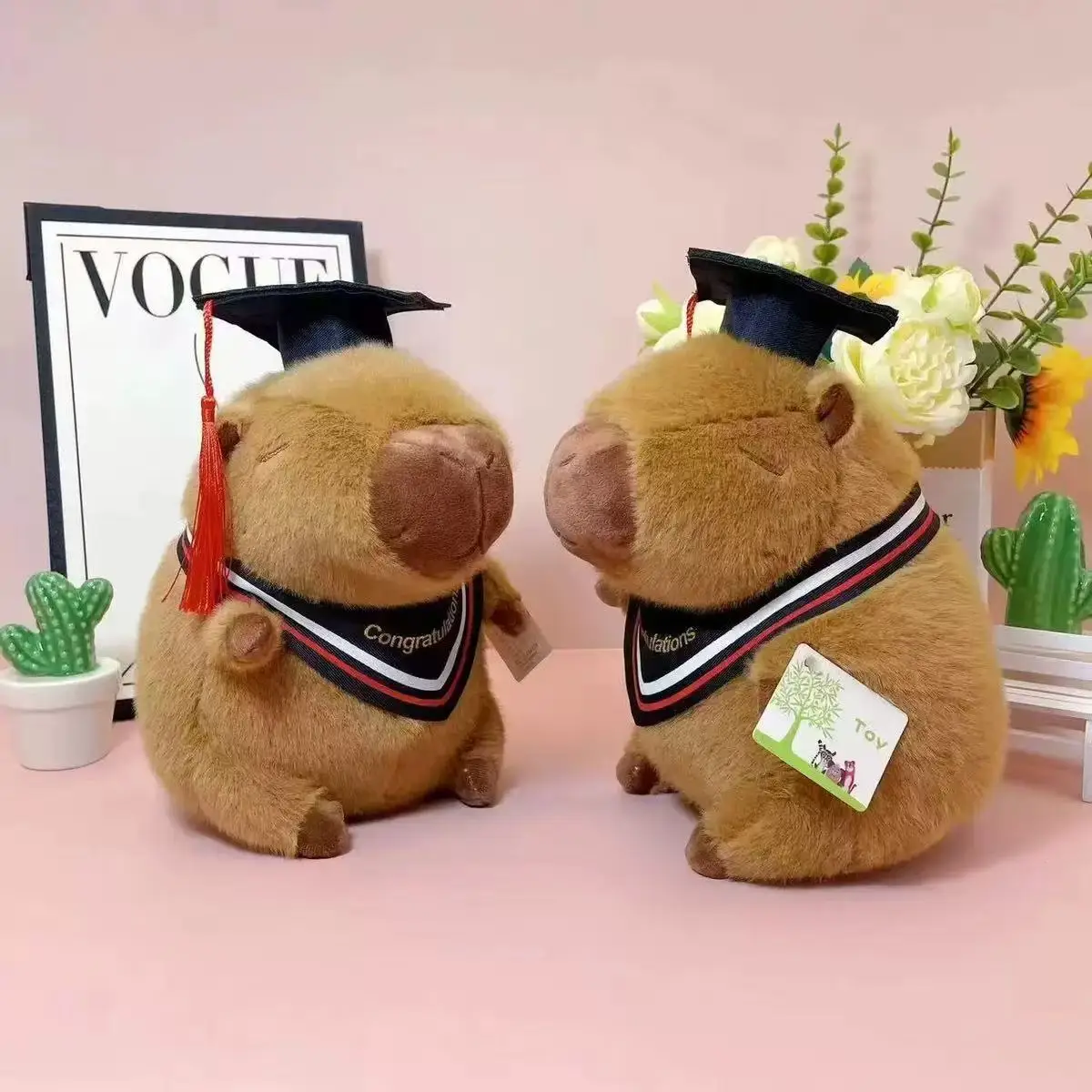 23cm Graduation Capybara Plush Doll Stuffed Animal Doctoral Cap Graduation Plush Toy Graduation Gift For Students