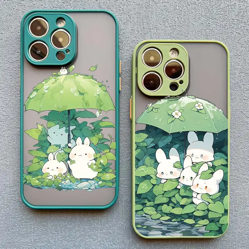 Cartone animato carino piccolo coniglio copertura per iPhone 16 14 15 Pro Max 13 12 Mini 11 Pro Max 15 7 8 Plus SE X XR XS copertura antiurto Funda
