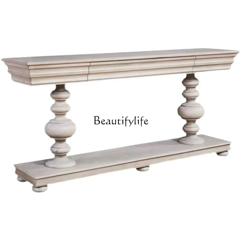 

Solid wood French retro entrance table simple modern entry living room partition wall narrow table