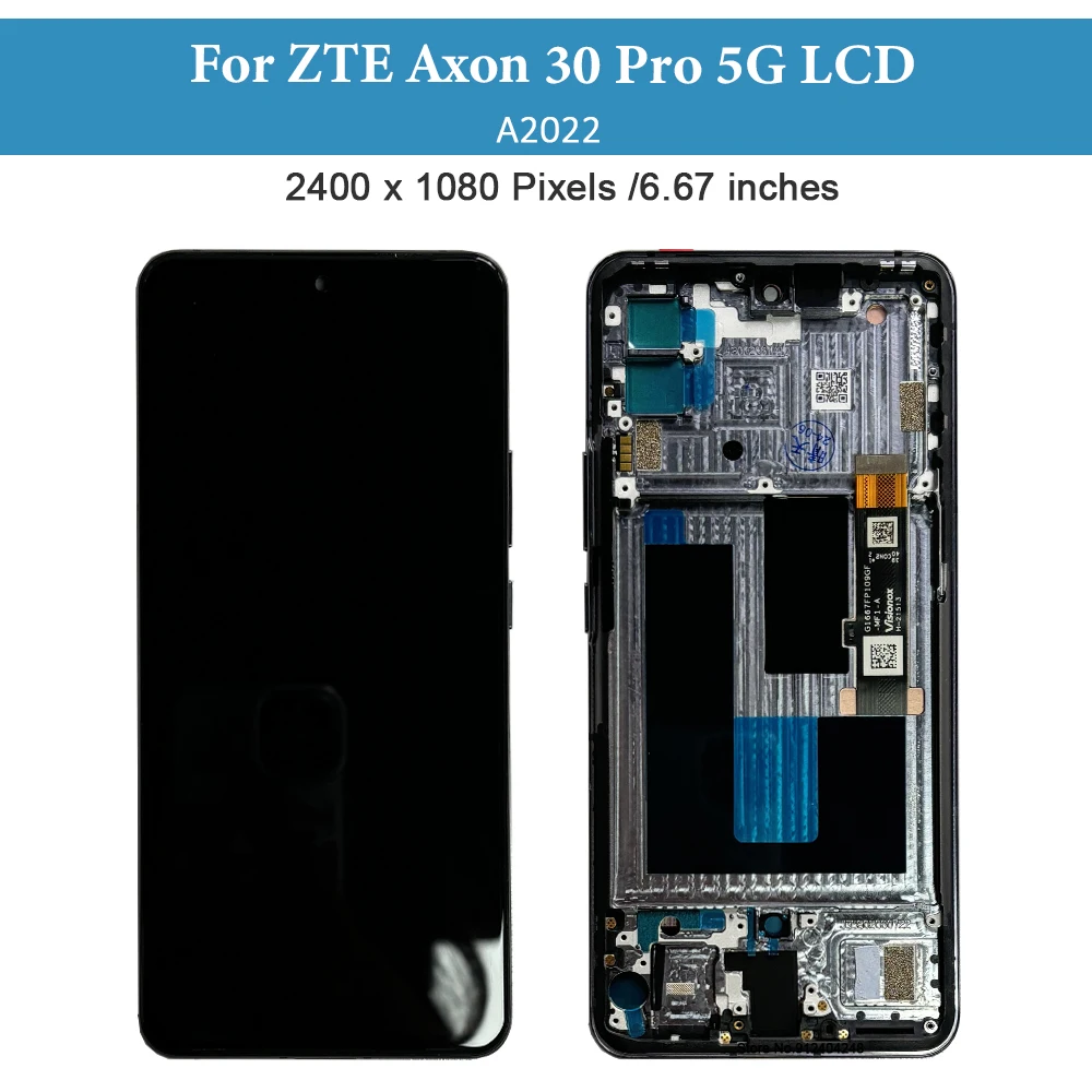 6.67'' ORIGINAL AMOLED A2022 For ZTE Axon 30 Pro 5G LCD Display Axon30Pro With frame Touch Screen Digitizer Assembly Repair image 2