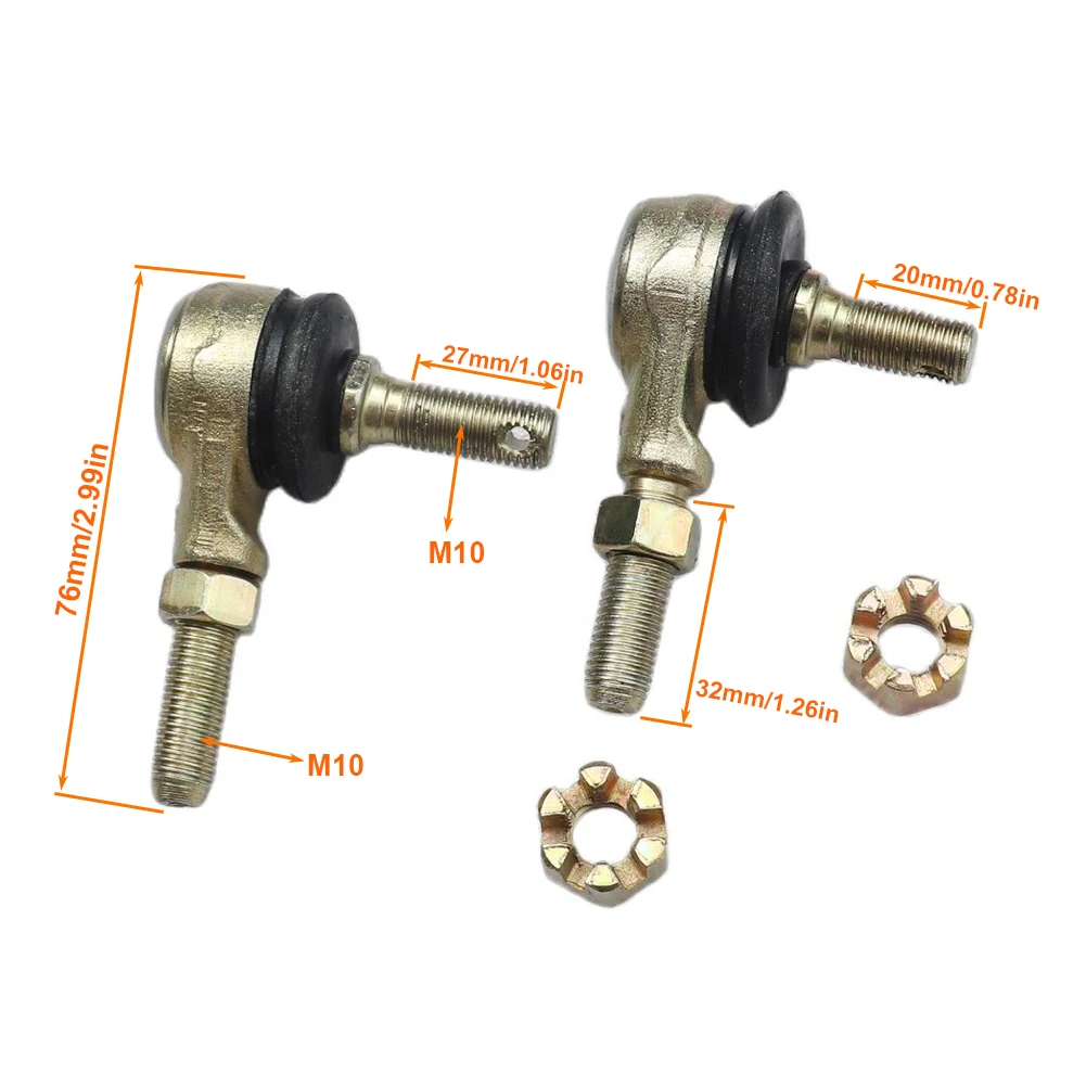 1 Pair M10 Left & Right Hand Thread Steering Tie Rod Ends For 50cc 70cc 90cc 110cc 125cc 150cc 200cc 250cc ATV Quad 4-Wheeler