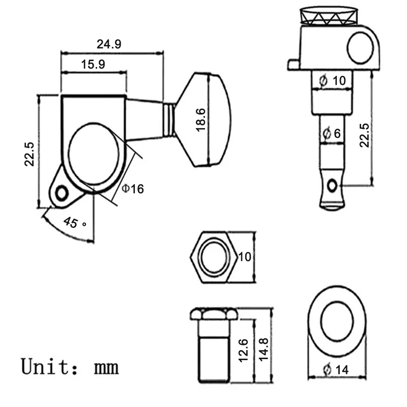 F1FD Inline E-Gitarre Locking Pick für ST E-Gitarre