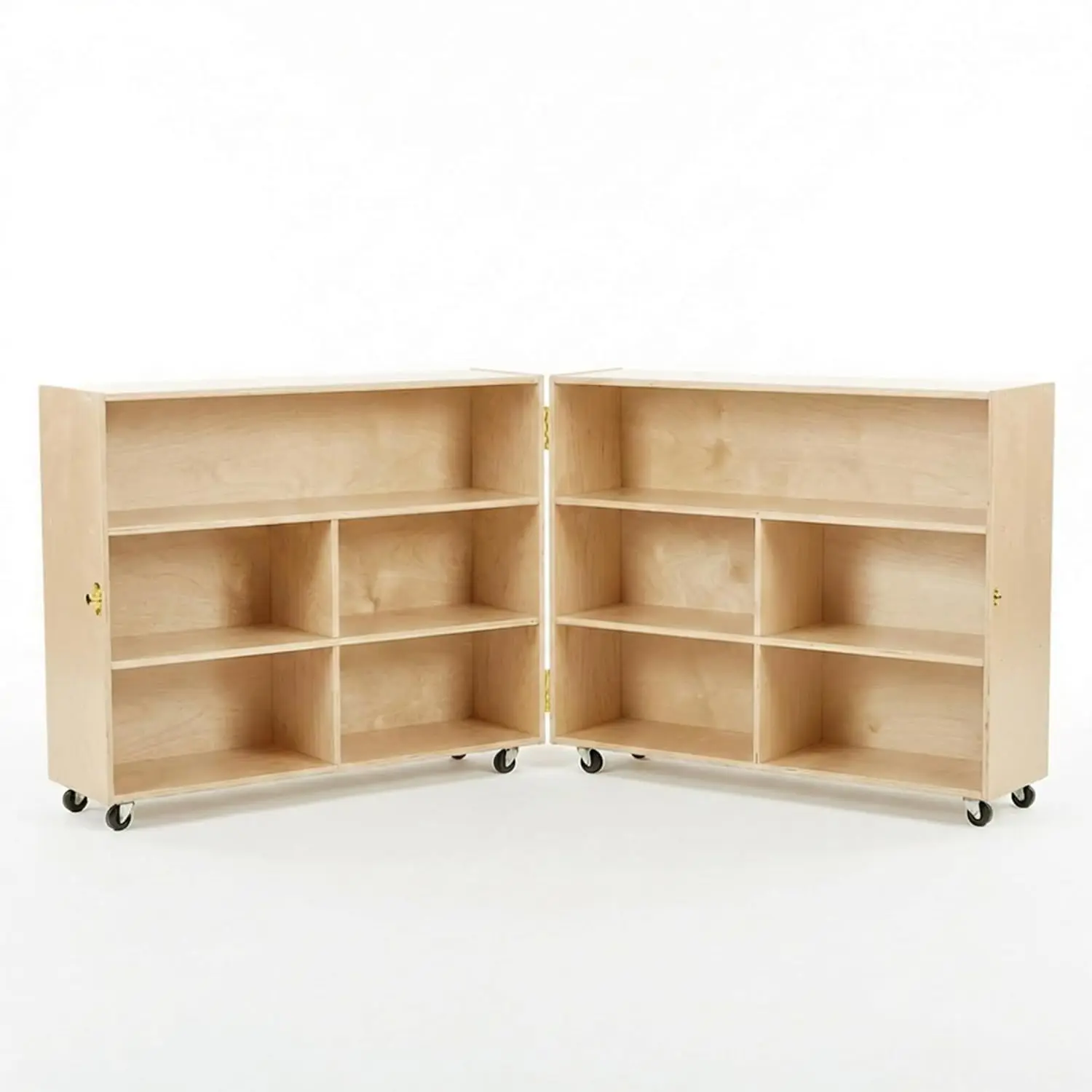 

Folding Mobile Storage Organizer, Birch Wood Classroom Storage Cabinet on Wheels, Foldable Bookcase and Toy, Customized