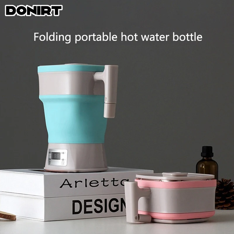 110V-220V Portable Foldable Electric Kettle Thermostatic Water Boiler Folding Food Grade Silicone Automatic Power Off Kettle