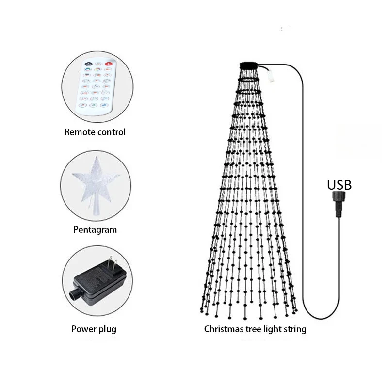 5V USB Plug Play 2.1M Smart Control LED Christmas Tree Decorative Light with APP Control DIY Image Light String for Quick Ship