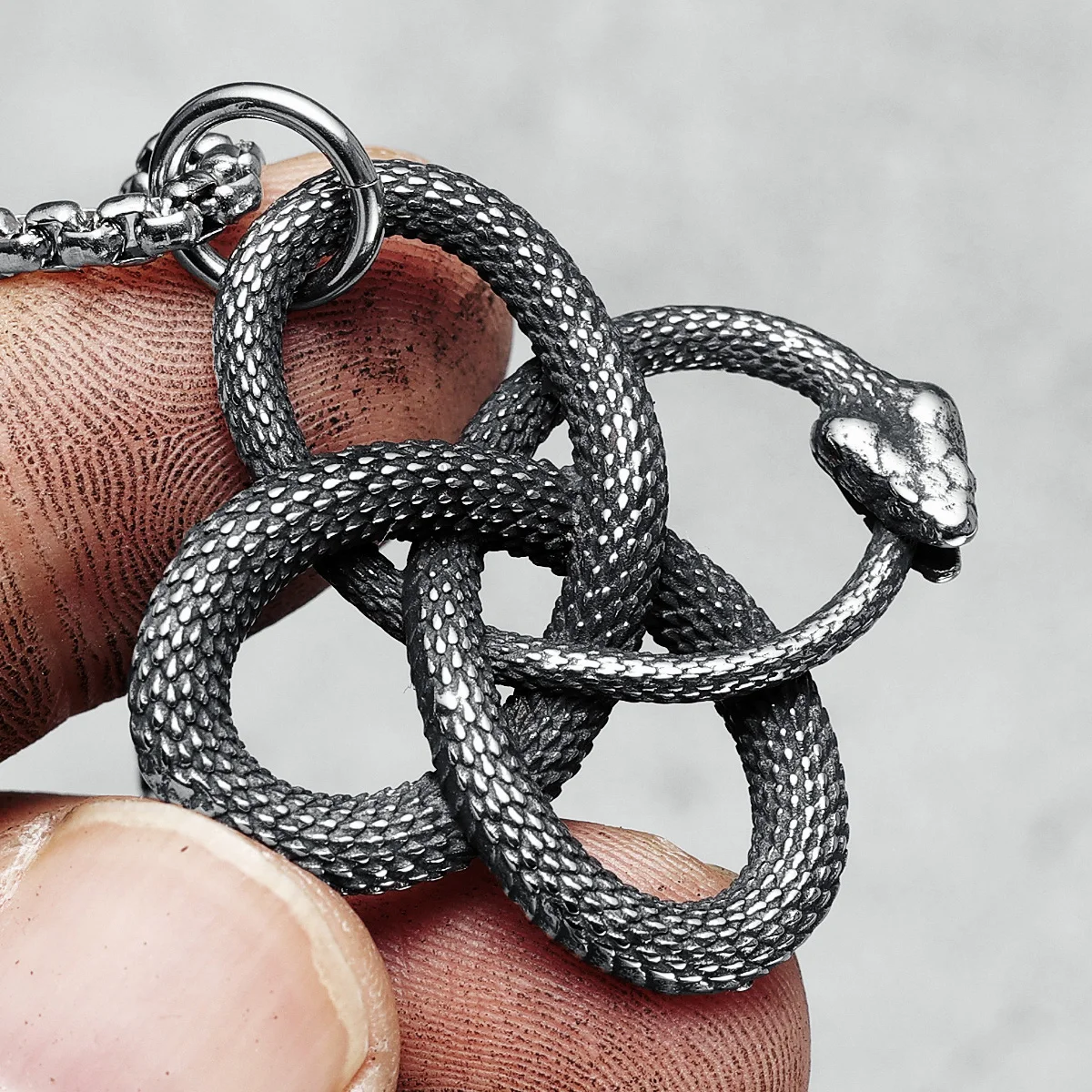 Ouroboros Pendant Men Celtic Knot Snake Necklace Stainless Steel Mystical Vintage Snake Jewelry Chain Rock Punk for Male Gift