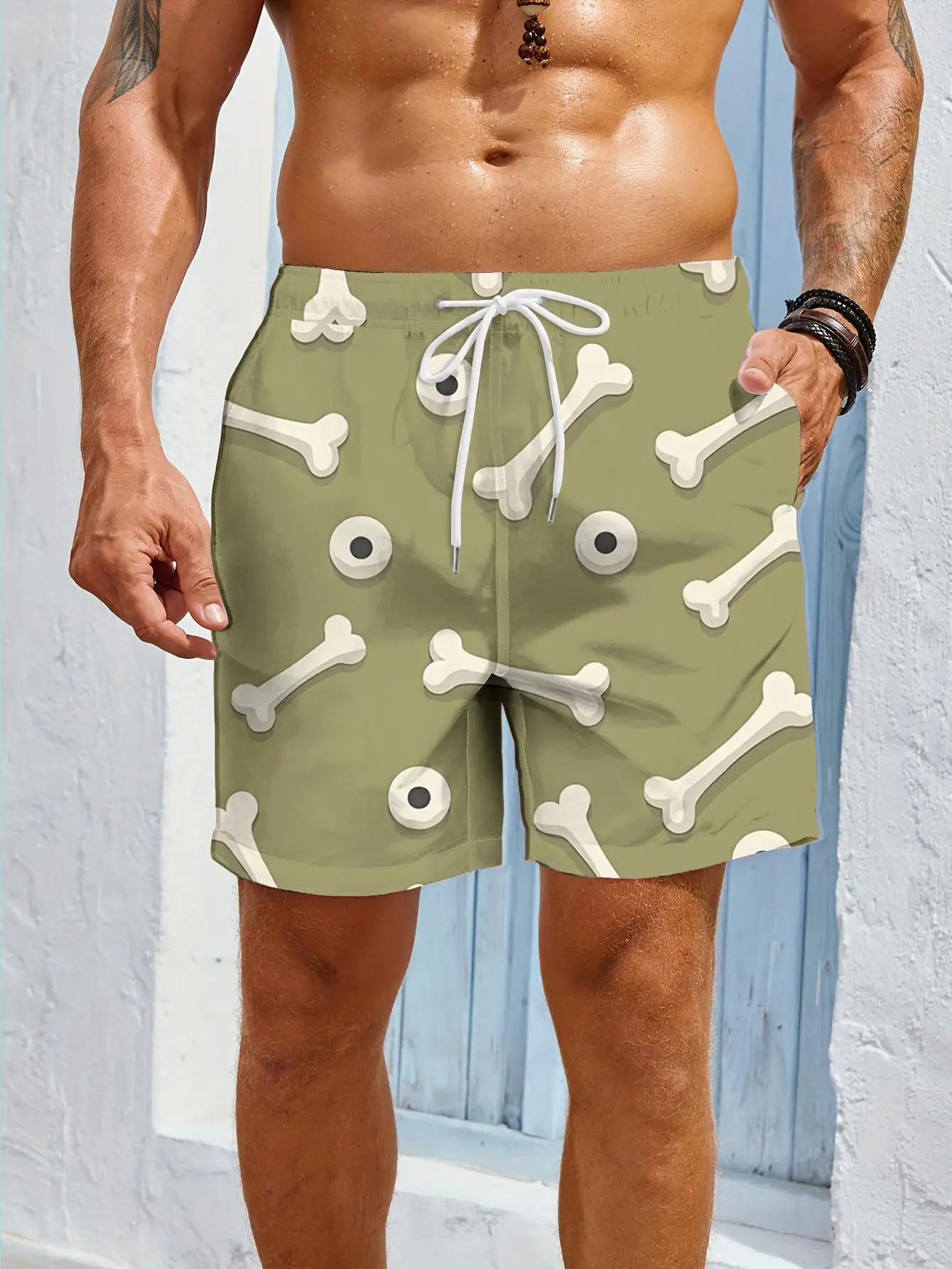 

1pcs Men's Short swim trunks2026 Summer 3D Printed Short sleeve running Breathable Pants Quick drying Polyester
