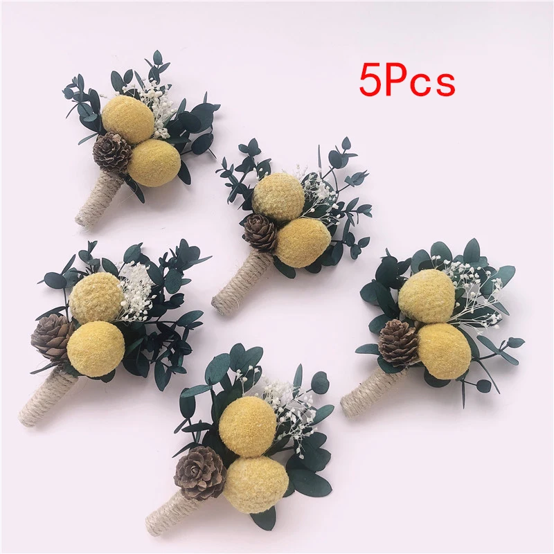 

5PCS Natural Mini Bouquet Dried Flowers, DIY Candle, Wrist Corsage Flowers for Bridesmaids Wedding Accessories,Home Decor Gift