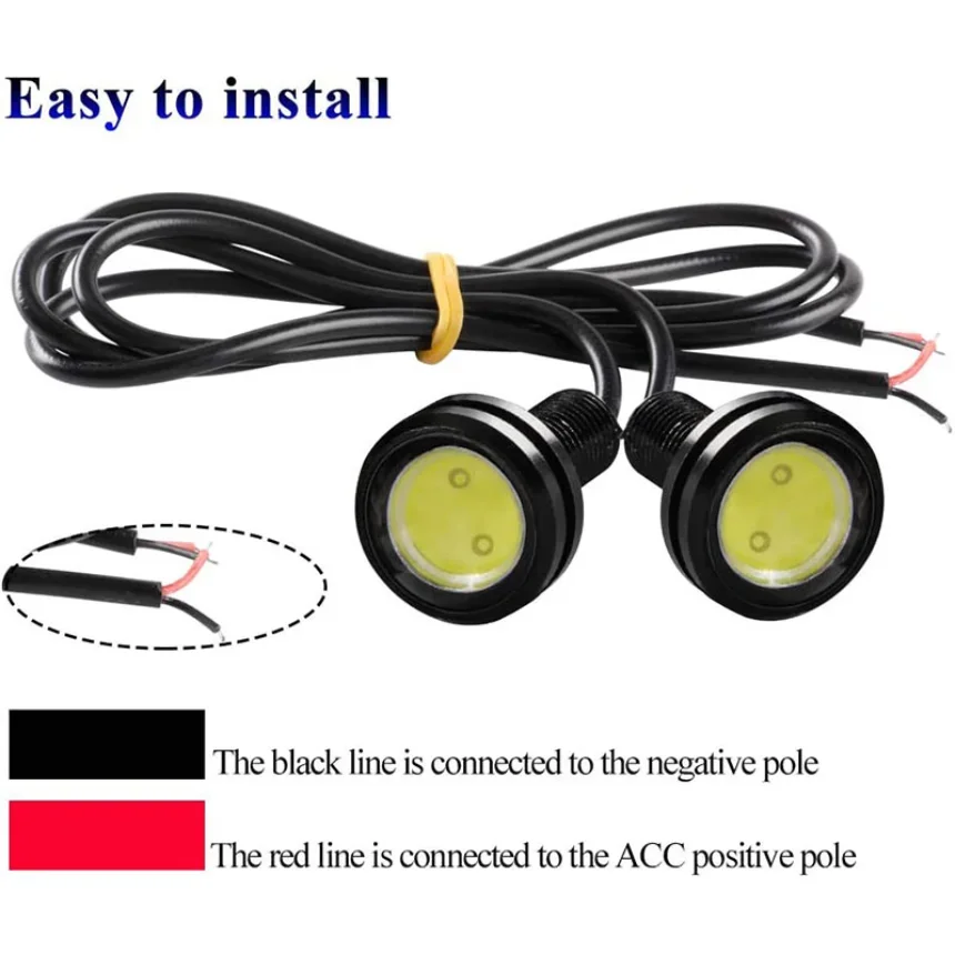 23mm Car Motorcycle Eagle Eye Light 12V 3W Daytime Running Light fit Fog Lamp Headlight Bulb Driving Lamp  Accessories 1set image 5
