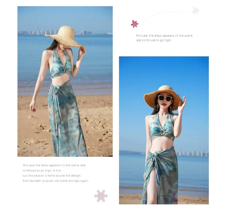 2026 Viral Women's 3-Piece Split Bikini Set, New Beach & Hot Spring Swimwear for Seaside Vacation