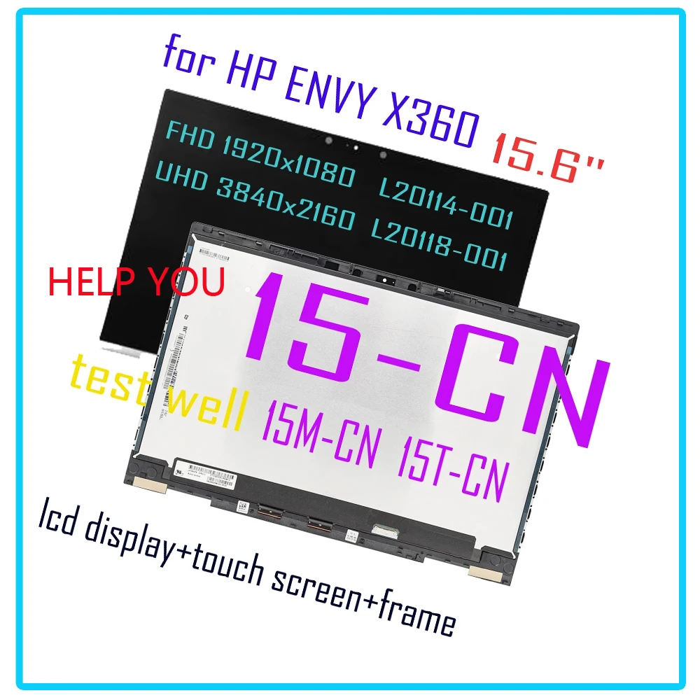 

15.6" FHD UHD LCD for HP ENVY X360 15-CN Series LCD Display Touch Screen Digitizer Assembly Frame for 15M-CN 15T-CN 15-cn0002TX