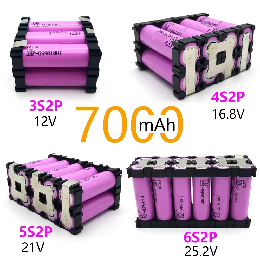 Customized welding 18650 battery pack 18650-35E battery pack 3500mAh/7000mAh battery pack 7.4V to 25.2V 2S1P 3S2P 4S1P~5S2P 6S2P