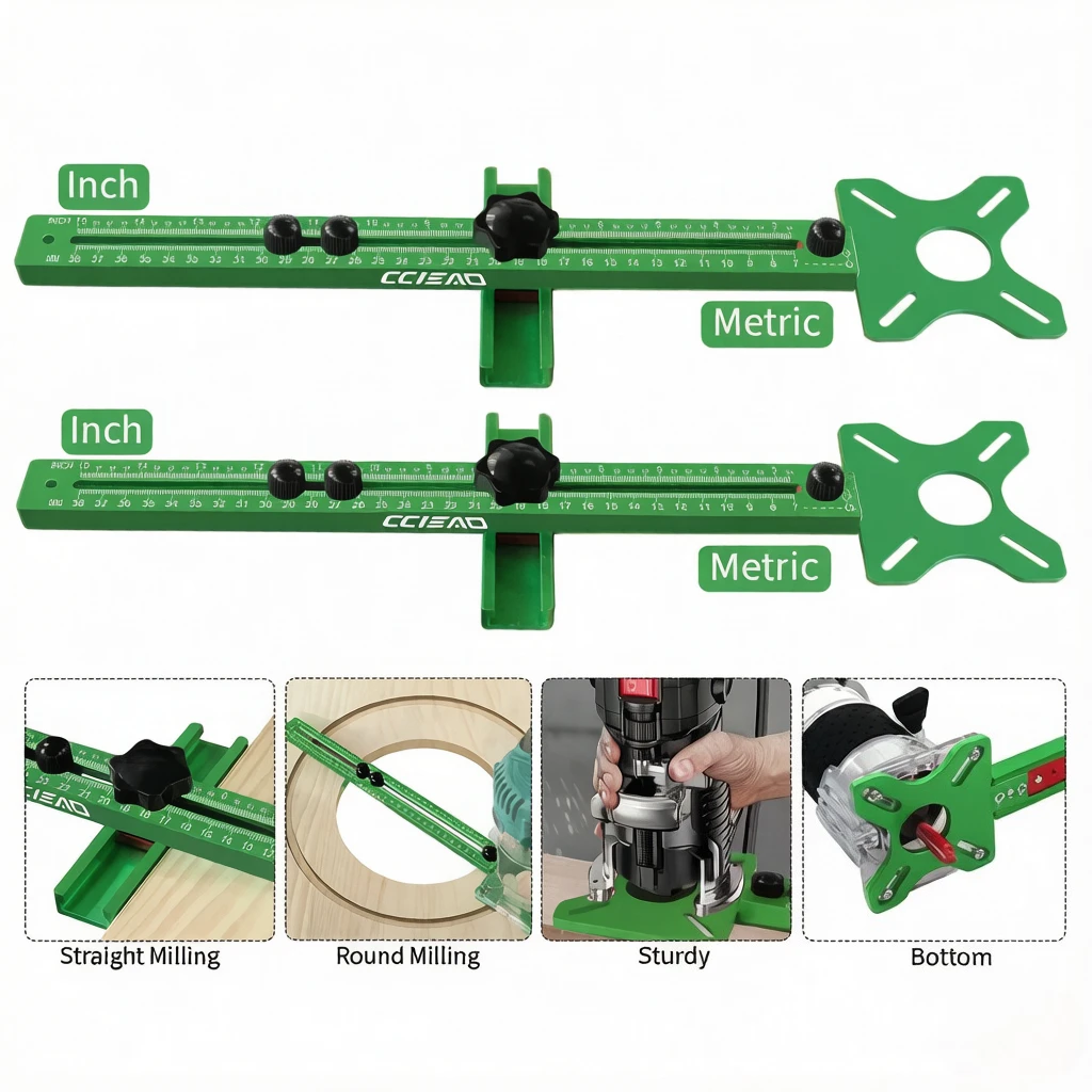 3-in-1 Router Milling Bracket (Extended/Standard), Metric/Imperial Cabinet Hardware Jig, Precision Cutting & Milling Tool