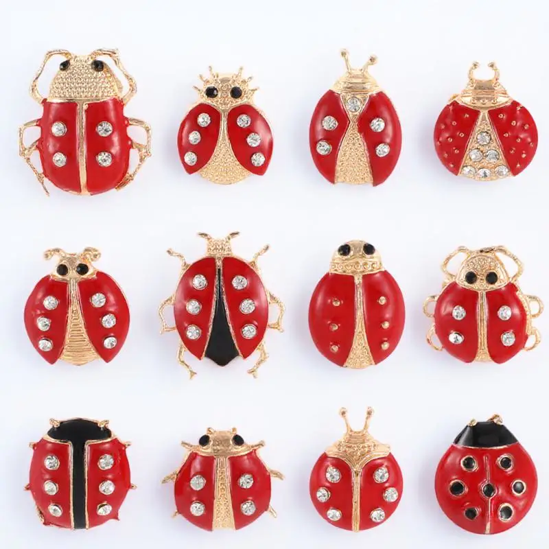 

12pcs Cartoon Brooch Set Ladybug Animal Breastpin Creative Fashion Brooch For Women Girls Elegant Clothes Pin Party Wedding