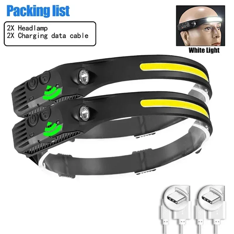 KDULIT XPE + COB LED Sensor Scheinwerfer USB Aufladbare Camping Suchscheinwerfer Scheinwerfer Led Kopf Taschenlampe Kopf Taschenlampe für Angeln Laterne 5