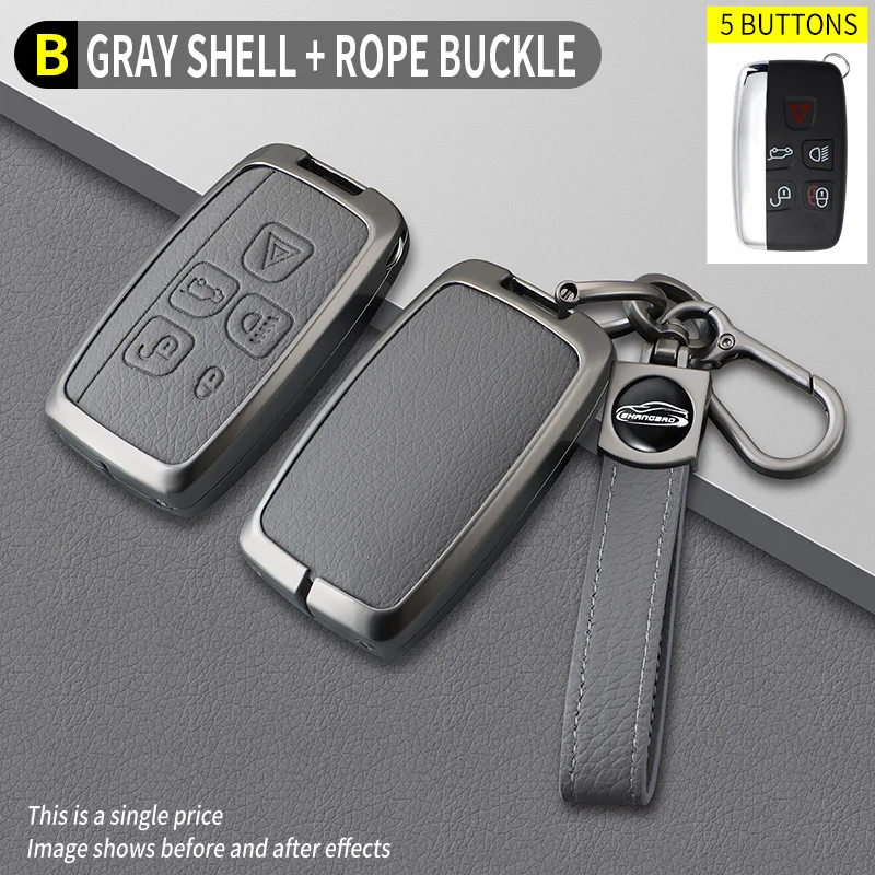 Car Zinc Alloy Leather Key Case Holder Cover For Land Rover Range Rover Discovery 5 LR2 LR4 Sport For JAGUAR XE XF XJ F PACE - view 3