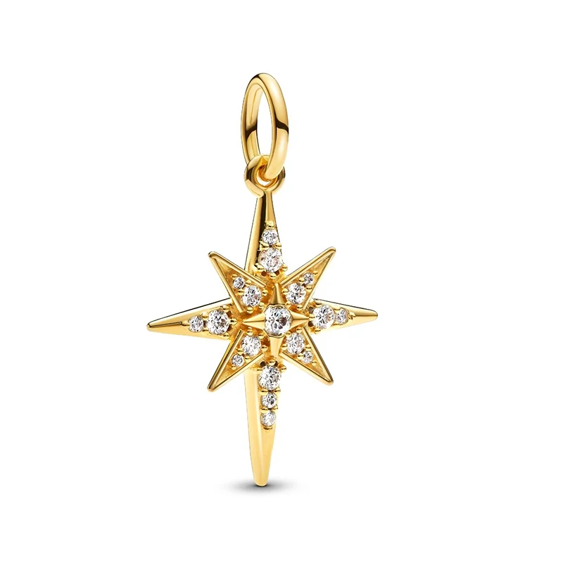 لتقوم بها بنفسك مجوهرات هدايا تألق الذهب الشمال ستار رسالة حب إنفينيتي عقدة ارتفع في بلوم خرز تميمة صالح الأصلي 925 سوار الفضة #4