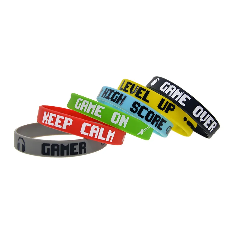 50 Pcs Video Game Silicone Wristbands Level Up Gamer Gifts Party Bracelets Printed Logo