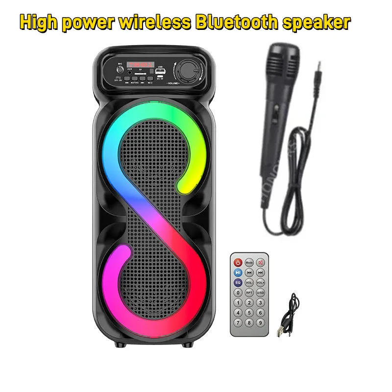 

Powerful Wireless Bluetooth Speaker LED Color Light Outdoor Portable Player Surround Sound System Audience Altavoz Bluetooth