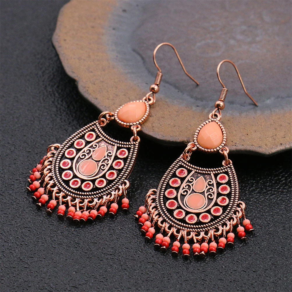 

Trendy Rice Bead Tassel Earrings Fashion Dangle Women Ear Drop Jewelry Eye Catching Party Casual Wear Gemstone Earrings